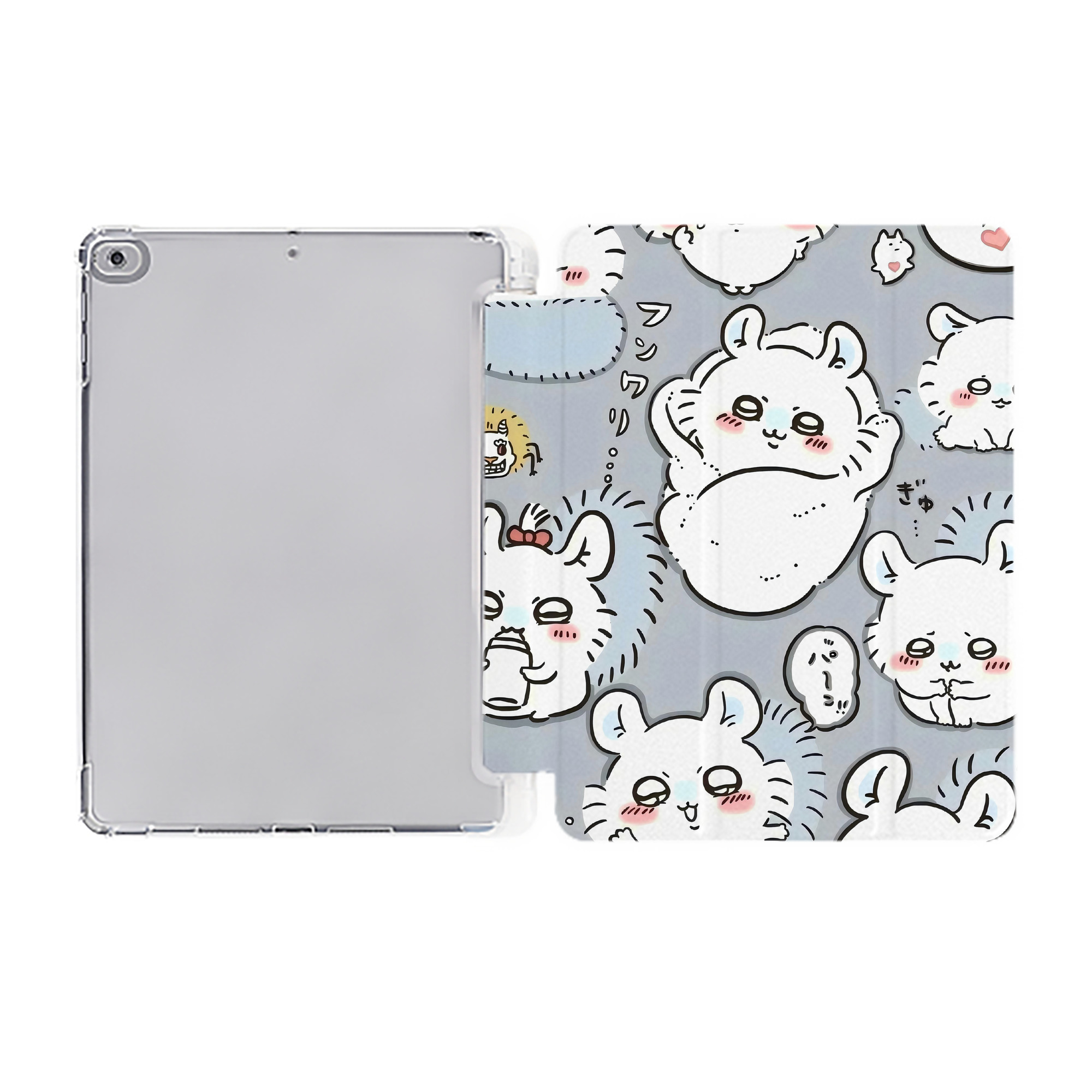 （画像用） ちいかわ Chii-kawa IPad ケース ペン収納付き 三つ折りスタンド PUレザー×シリコン 対応機種9.5/10.5/10.9インチ